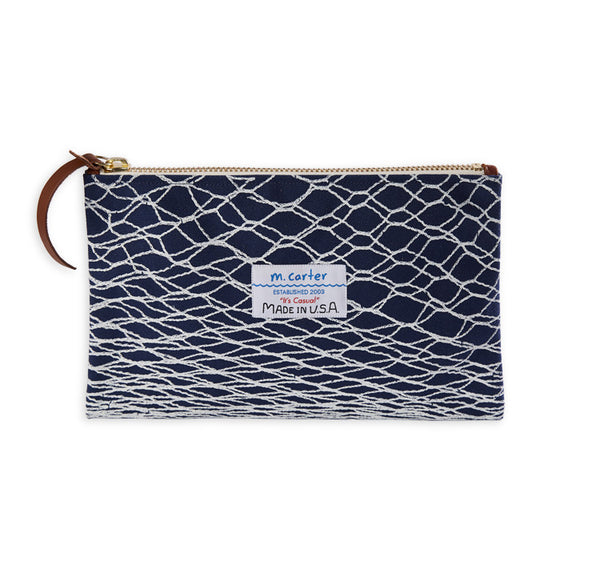 Canvas Clutch Net Print Navy